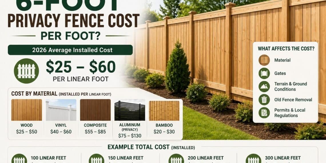 How Much Does a 6-Foot Privacy Fence Cost Per Foot