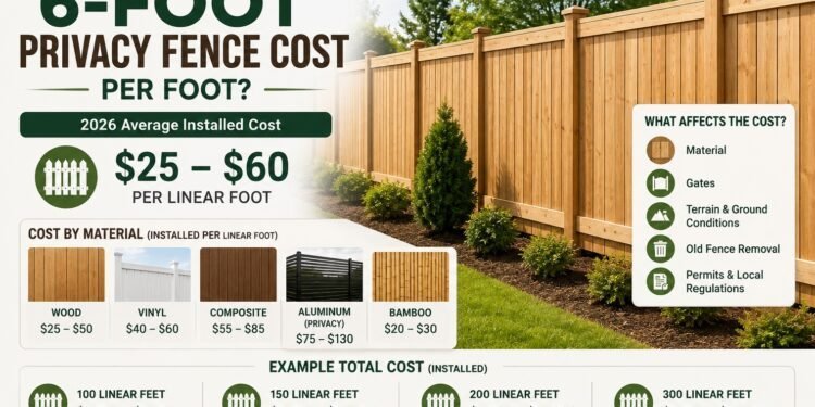 How Much Does a 6-Foot Privacy Fence Cost Per Foot